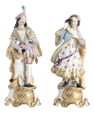 19th Century Vieux Paris Porcelain Gallant Figures, Set of 2