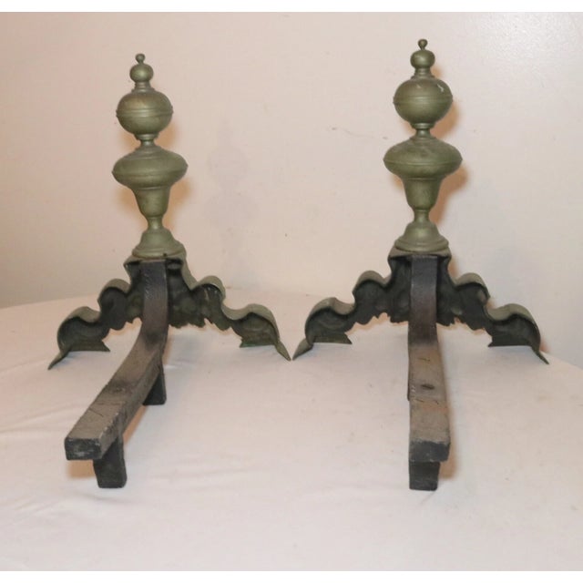 Pair of 2 Antique Ornate Victorian Nude Lady Brass Cast Iron Fireplace Andirons For Sale - Image 12 of 12