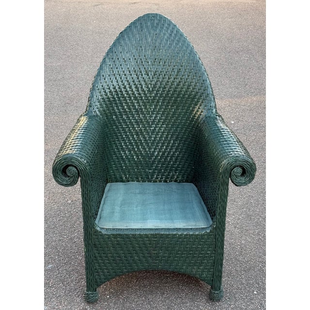 Vintage Green Wicker Style Chair For Sale - Image 5 of 13