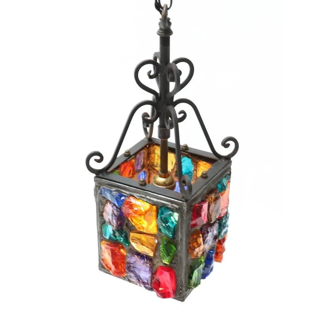 Arts & Crafts Art Nouveau Wrought Iron Lantern, 1900s For Sale - Image 9 of 13