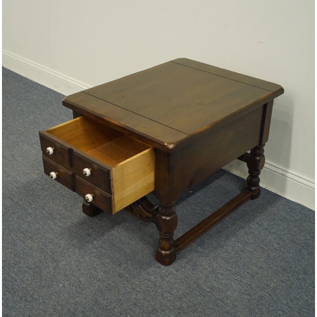 Rare Ethan Allen Antiqued Pine Old Tavern 22x28" Accent End Table W