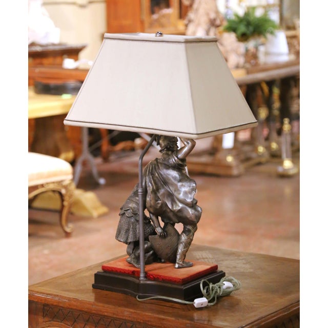 Late 19th Century 19th Century French Silvered Bronze Figural Sculpture Mounted as Table Lamp For Sale - Image 5 of 15