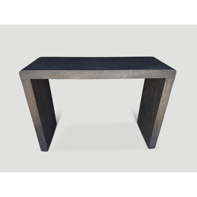 Andrianna Shamaris Minimalist Charred Suar Wood Console For Sale - Image 4 of 5
