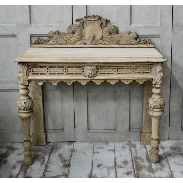 Antique Bleached Oak Green Man Hall Table, 1880s For Sale - Image 3 of 13