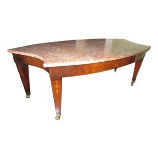 19th Century Ovoid Shaped Breche Violette Marble Federal Mahogany Coffee Table For Sale