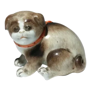 Antique 19th Century Japanese Kutani Porcelain Model of a Pug Dog Puppy