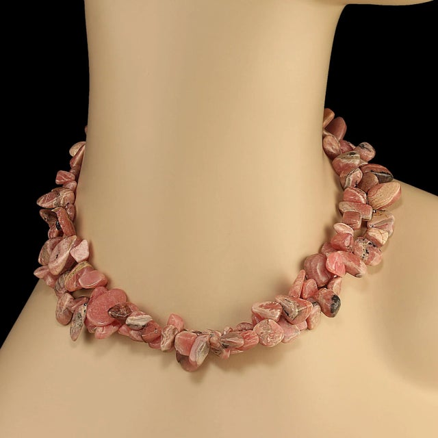Traditional Ajd 31 Inch Rhodochrosite Highly Polished Tumbled Nugget Necklace For Sale - Image 3 of 5