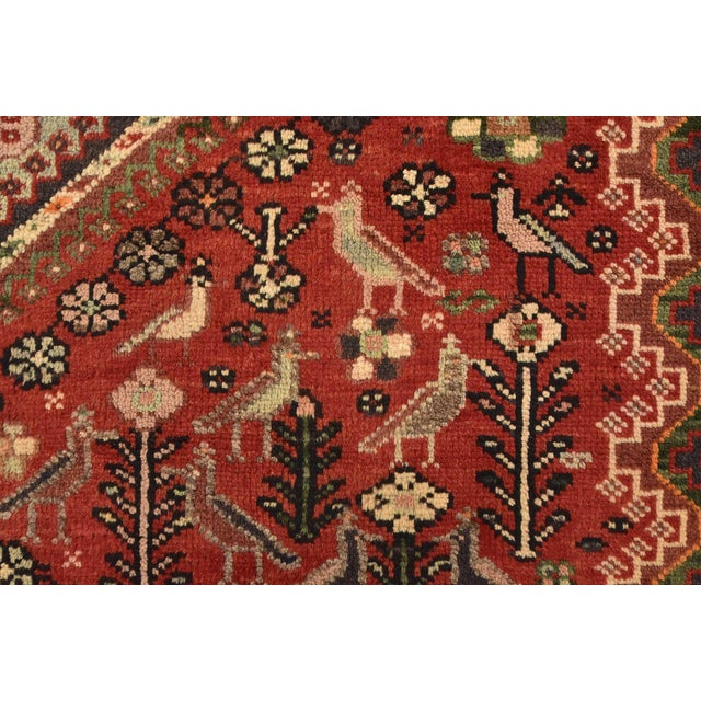 Red Vintage Qashqai Rug 5'8'' X 10'1'' Red Wool Hand-Knotted Oriental Carpet For Sale - Image 8 of 15