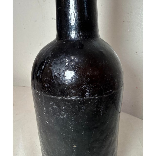 Glass Rare Antique 18th Century Handmade 4 Part Mold Blown Green Whiskey Glass Bottle For Sale - Image 7 of 11