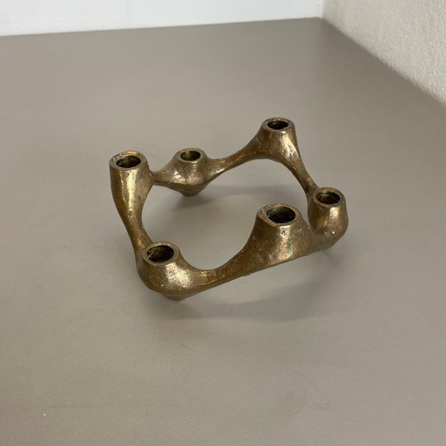 Mid-Century Brutalist Bronze Candleholder from Michael Harjes, Germany, 1960s For Sale - Image 3 of 18