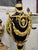 2000 - 2009 Grand Sevres-Style Midnight Blue Porcelain Vase on Pedestal With Gold Leaf & Bronze Details For Sale - Image 5 of 10