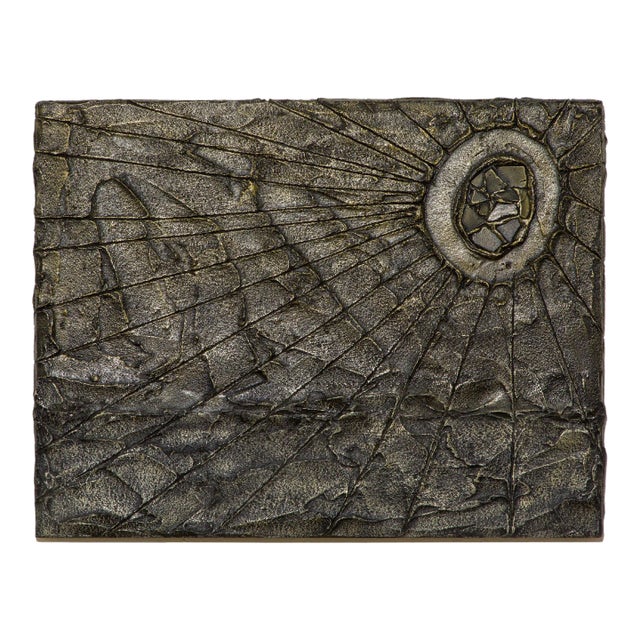 Brutalist Bronzed Resin Wall Relief Sculpture, Style of Paul Evans, c 1970s For Sale