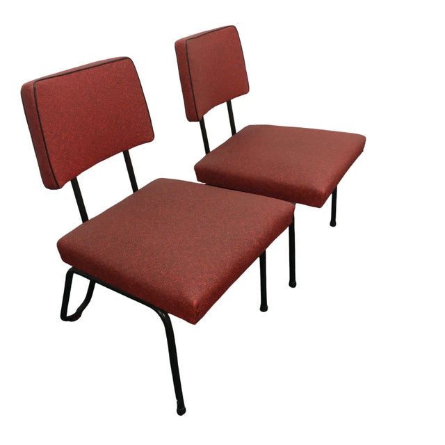 1950s Vintage Mid Century Vinyl Lounge Chairs- A Pair For Sale - Image 5 of 8