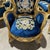 Blue Blue Bergère Wing Chair – French Style Armchair With Gold Leaf Details For Sale - Image 8 of 8