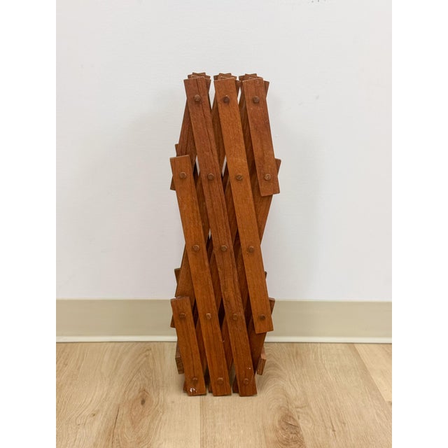 Vintage Danish Modern Collapsible Teak Ten Bottle Wine Rack Danish Modern Bar Piece For Sale In Tampa - Image 6 of 7