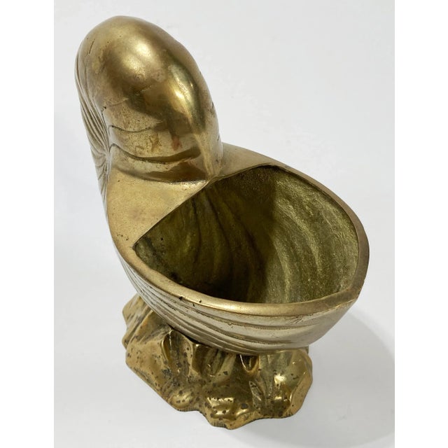 Hollywood Regency Vintage Brass Nautilus Shell Cachepot Planter For Sale - Image 3 of 9