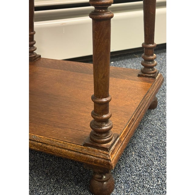 Wood Antique French Breton Carved Oak Marble Too Nightstand For Sale - Image 7 of 12