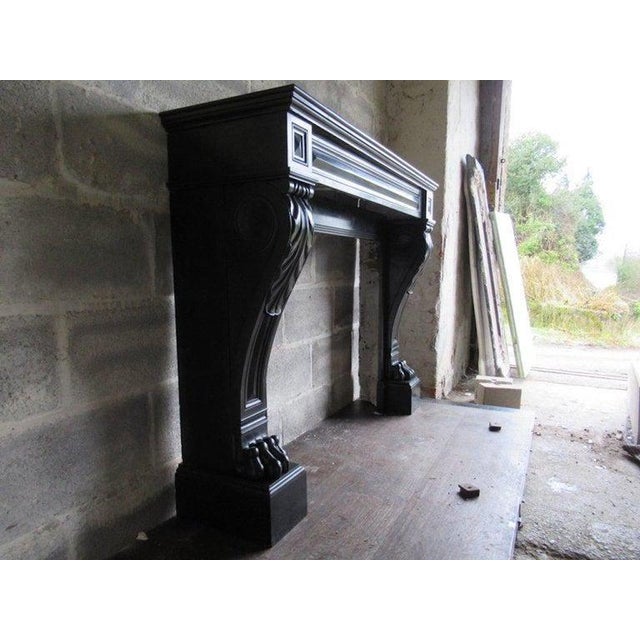 19th Century French Napoleonic Black Marble Fireplace For Sale - Image 5 of 9