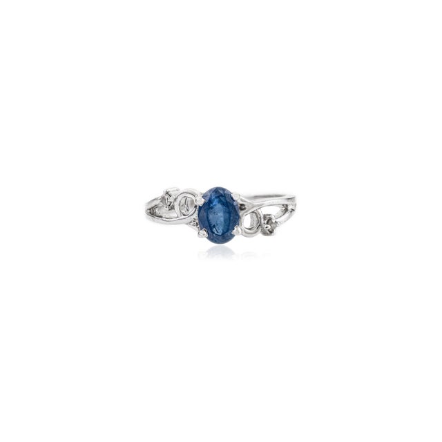 Modern Dainty 0.75 Carat London Blue Topaz & Diamond Ring With 925 Sterling Silver Gift for Women - Size 7.5 For Sale - Image 3 of 11
