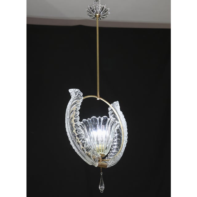 1950s Amazing Murano Glass Art Deco Pendant Chandelier by Ercole Barovier, 1940s For Sale - Image 6 of 16
