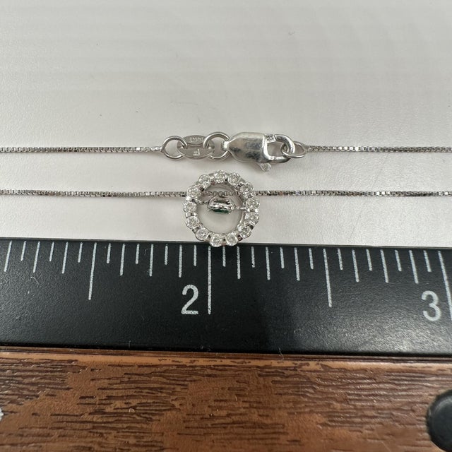 Early 21st Century Dancing Diamond Emerald & Diamond Necklace in 14kt White Gold – 18in, New For Sale - Image 5 of 5