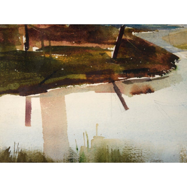 Late 20th Century The Fishing Shack, Landscape Watercolor by Floyd Town For Sale - Image 5 of 9