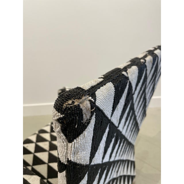 Early 20th Century Black & White Hand Beaded African Chair For Sale - Image 15 of 16