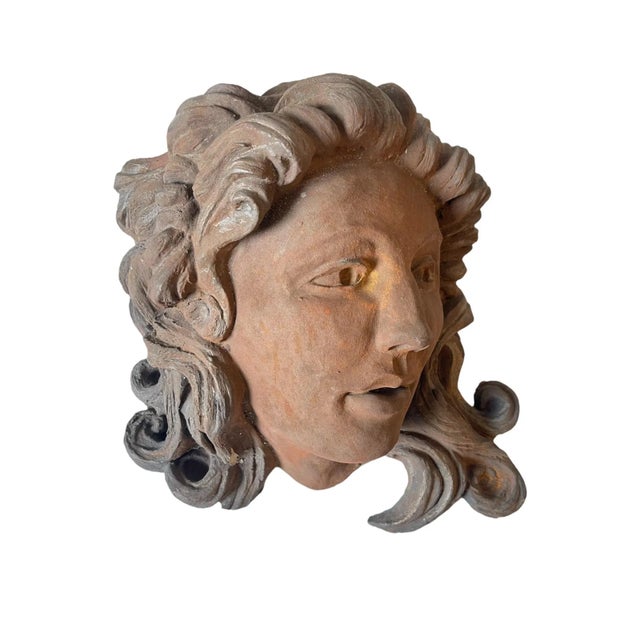 Antique Art Nouveau Sculpted Ceramic Cement Bust Planter Wall Sconce For Sale - Image 11 of 11