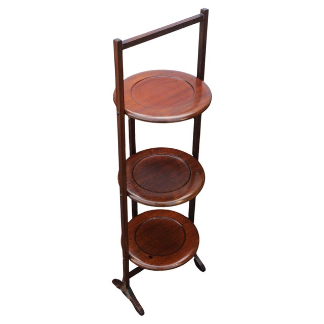 Antique Victorian Mahogany Three Tier Folding Cake Stand For Sale - Image 5 of 12