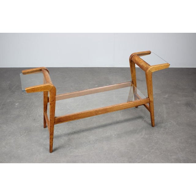 Wood Mid-Century Wooden Plant Stand with Glass Shelf from Uluv, Former Czechoslovakia, 1960s For Sale - Image 7 of 9