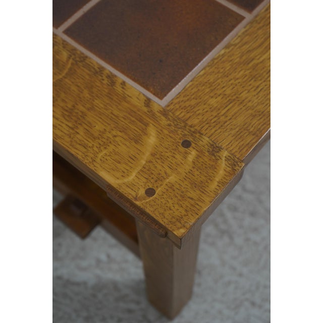 Wood Stickley Mission Oak Tile Top Coffee Cocktail Table For Sale - Image 7 of 14
