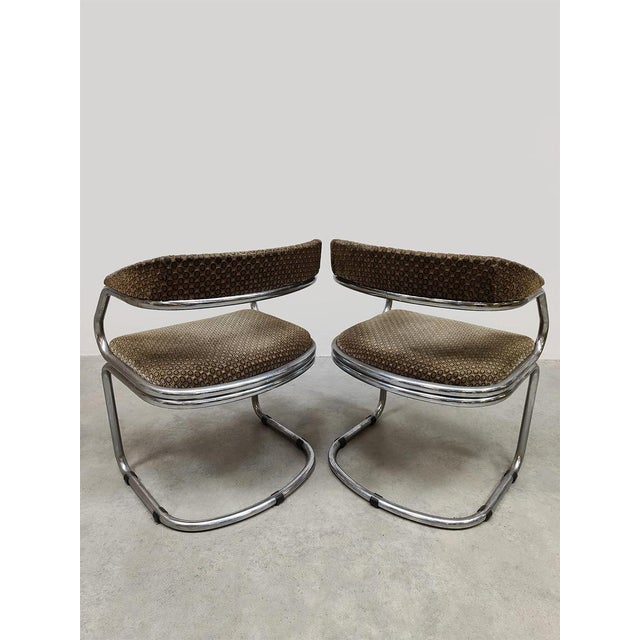 Vintage Italian Chrome Tubular Dining Chairs in the style of Giotto Stoppino, 1970s For Sale - Image 6 of 7