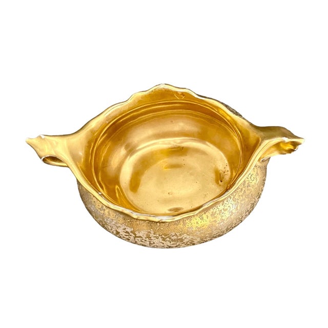 Art Deco Antique Sugar Bowl by Fraunfelter Porcelain – 1920s Stouffer Studio Hand-Painted 24k Gold For Sale - Image 3 of 8