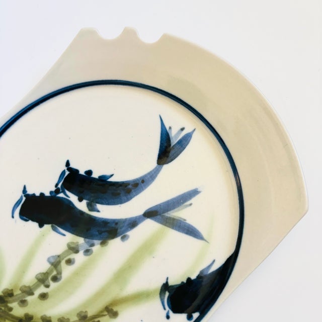 Late 20th Century Studio Pottery Serving Plate With Chopstick Rest For Sale - Image 5 of 8