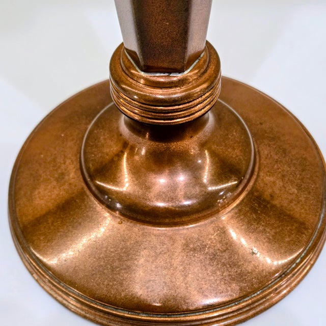 Antique Art Deco Sheffield Silver Co Copper Trumpet Bud Vase With Grape Motif Rim For Sale In Dallas - Image 6 of 8