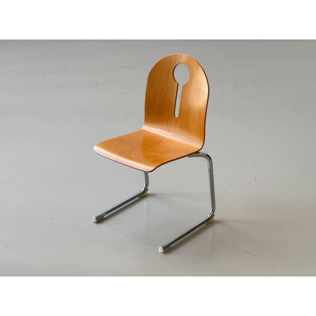 Mid-Century Modern Stackable Cantilever Chairs in Beech and Chrome, 1990s For Sale - Image 3 of 17