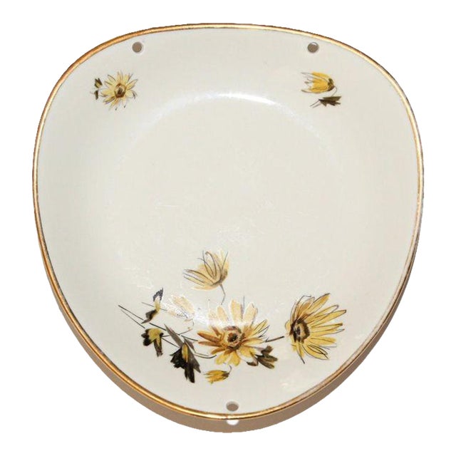 Kronester Bavaria Triangular Porcelain Plate Vintage Handpainted Ceramic Germany For Sale