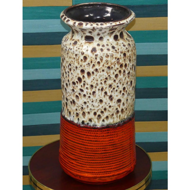 1970s Brown-Orange Fat Lava Ceramic Floor Vase from Jasba, 1970s For Sale - Image 5 of 15