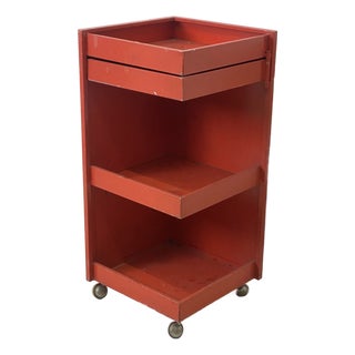 Vintage Red Metal Architects Trolley, 1960s For Sale