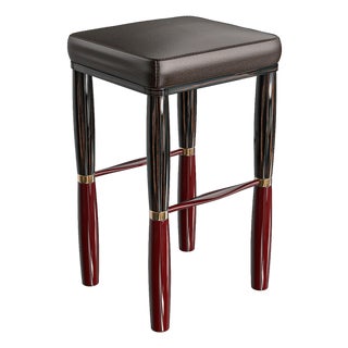 "Poggio" Bar Stool With Bronze Details, Hand Crafted For Sale