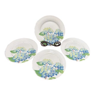 Vintage Mid-Century Modern Royal Worcester "Blue Hydrangea" Salad Plates - Set of 4 For Sale