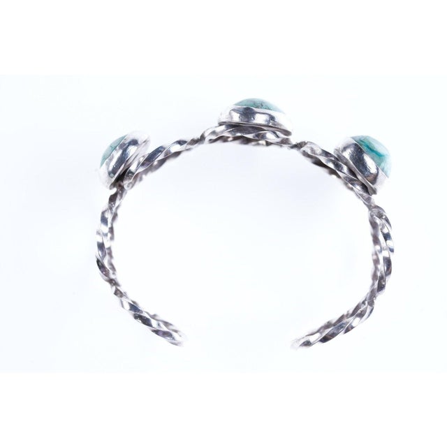 6.75" Vintage Southwestern sterling/turquoise cuff bracelet For Sale In Austin - Image 6 of 9