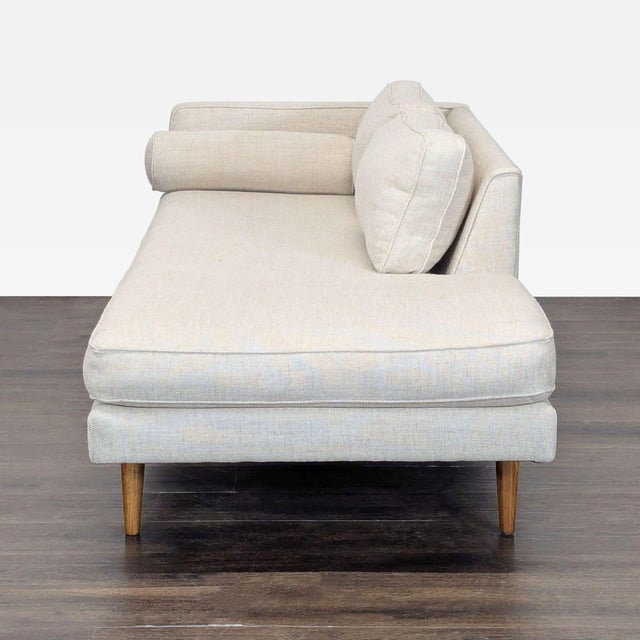 Modern West Elm Monroe Modern Light Beige Chaise Sofa With Bolster Pillow For Sale - Image 3 of 9