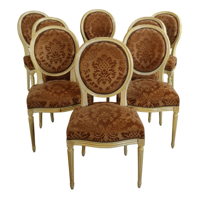Vintage Louis XVI Style Chairs, 1970s, Set of 8 For Sale