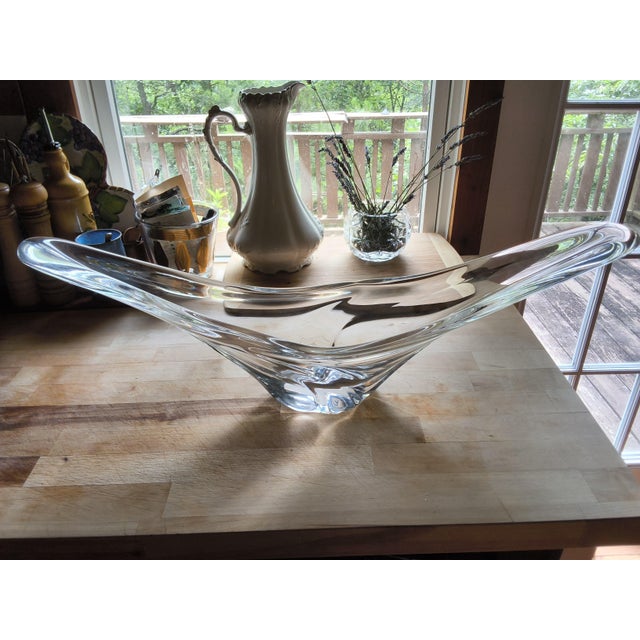 Mid-Century Daum France Rare Large 26.5" Crystal Swallowtail Centerpiece Bowl - Pristine For Sale - Image 6 of 11