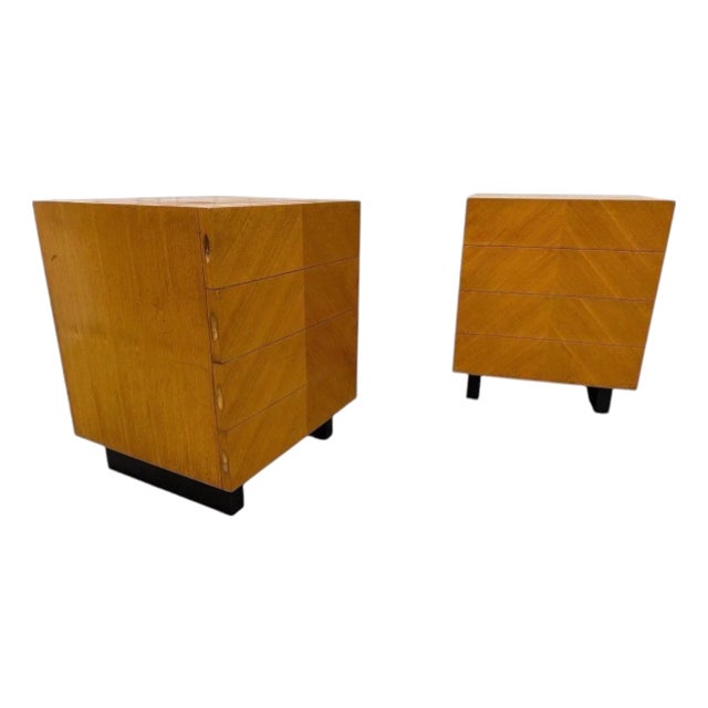 Mid-Century Modern Art Deco Style 4-Drawer Nightstands - Set of 2 For Sale