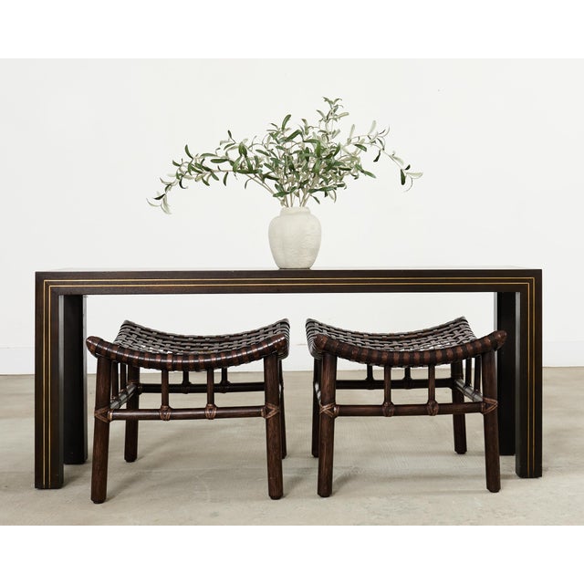 Gorgeous late 20th-century hardwood Parsons console table by John Richardson, Oakland, California. The table features a...