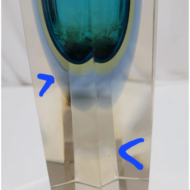 Vintage Murano Sommerso Blue Hexagonal Glass Vase For Sale - Image 11 of 12