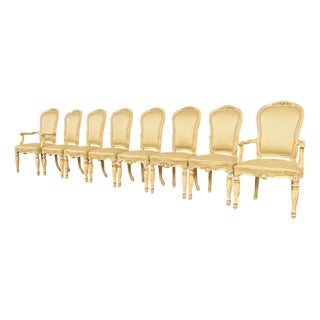 Karges French Regency Louis XVI Cream Lacquered Dining Chairs, Set of Eight For Sale