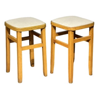 Set of Vintage Beech Stools For Sale
